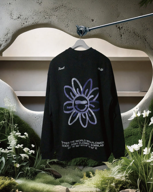 BRUSH BABY FLOWER LONG SLEEVES TEE (THICK COTTON)