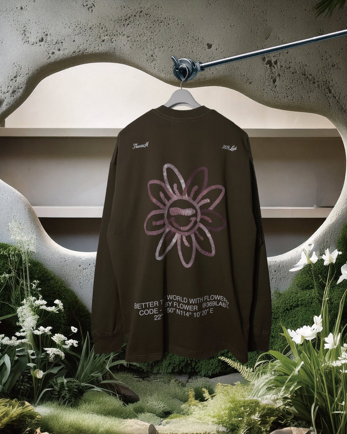 BRUSH BABY FLOWER LONG SLEEVES TEE (THICK COTTON)