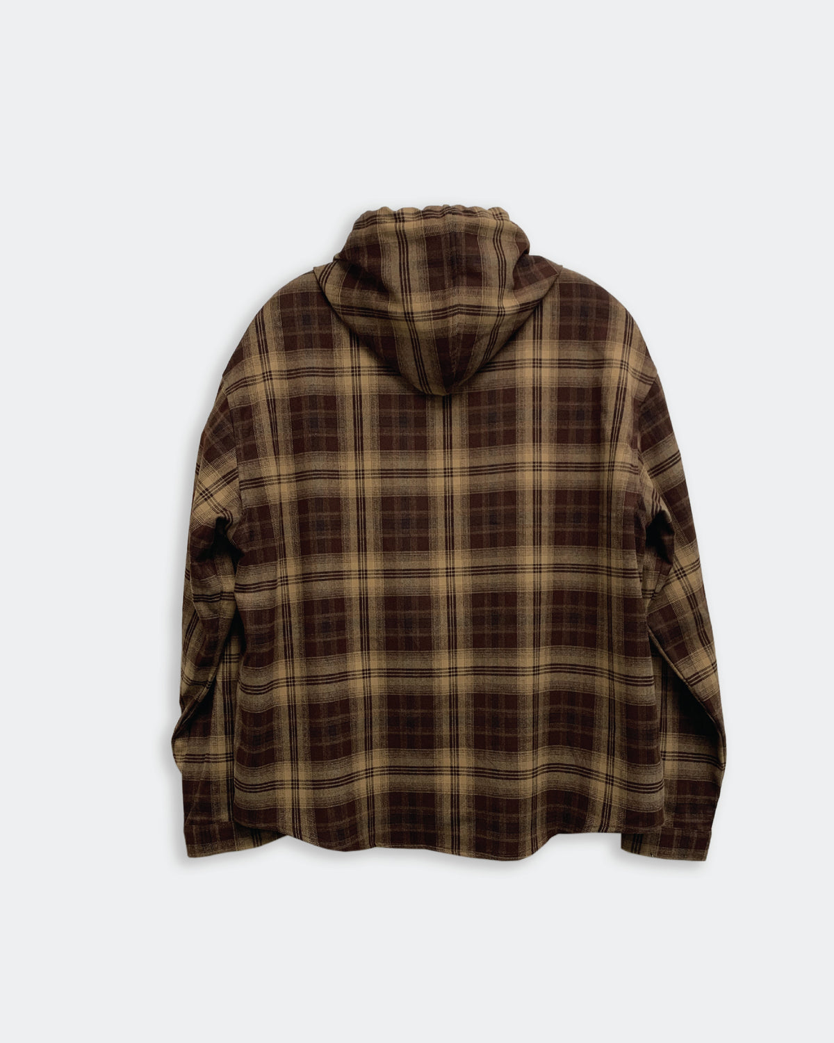 Hooded Flannel Check Shirt Jacket/ Coffee / 369Lab