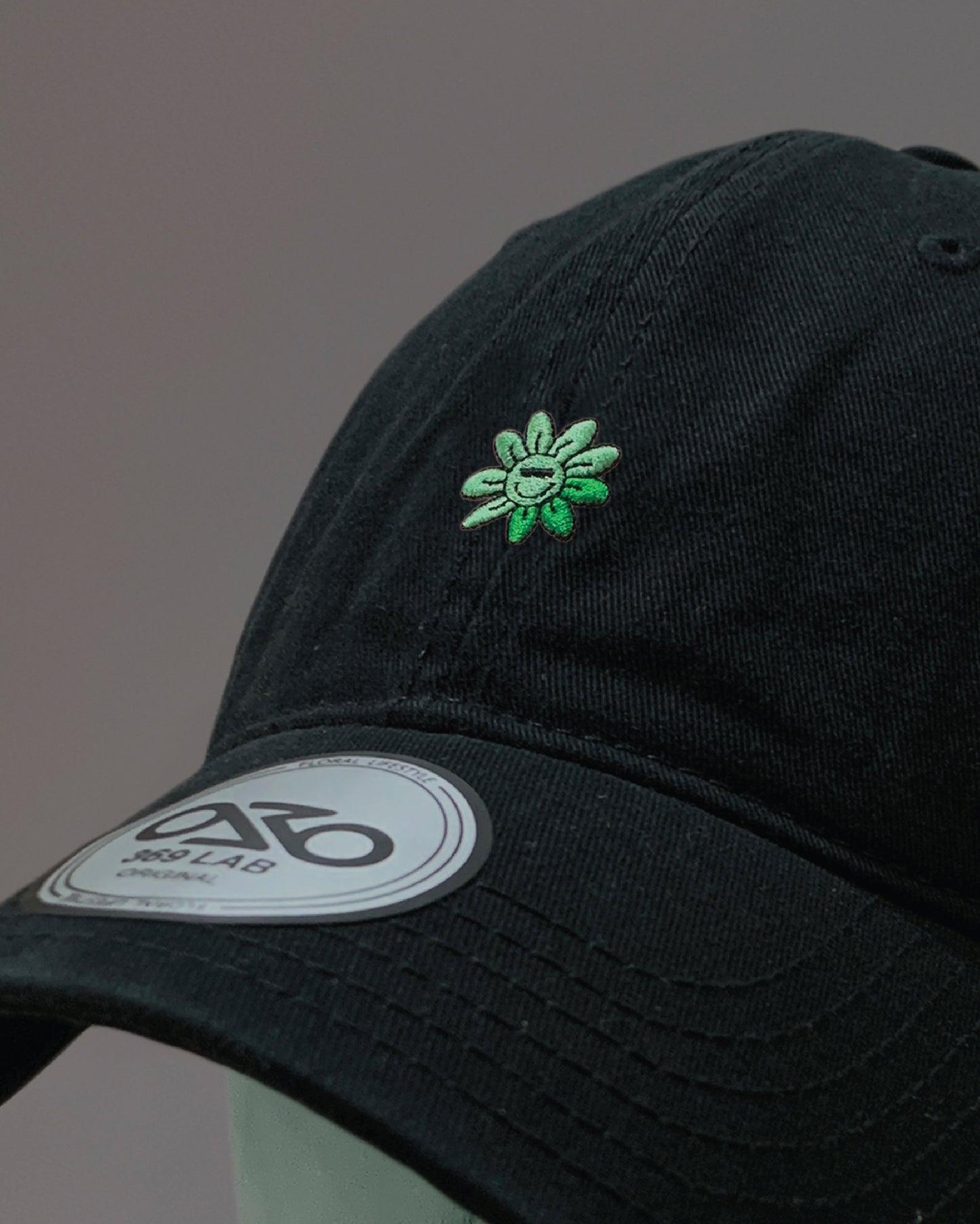 369Lab Mini Baby Flower Embroidery Cap (Black)
