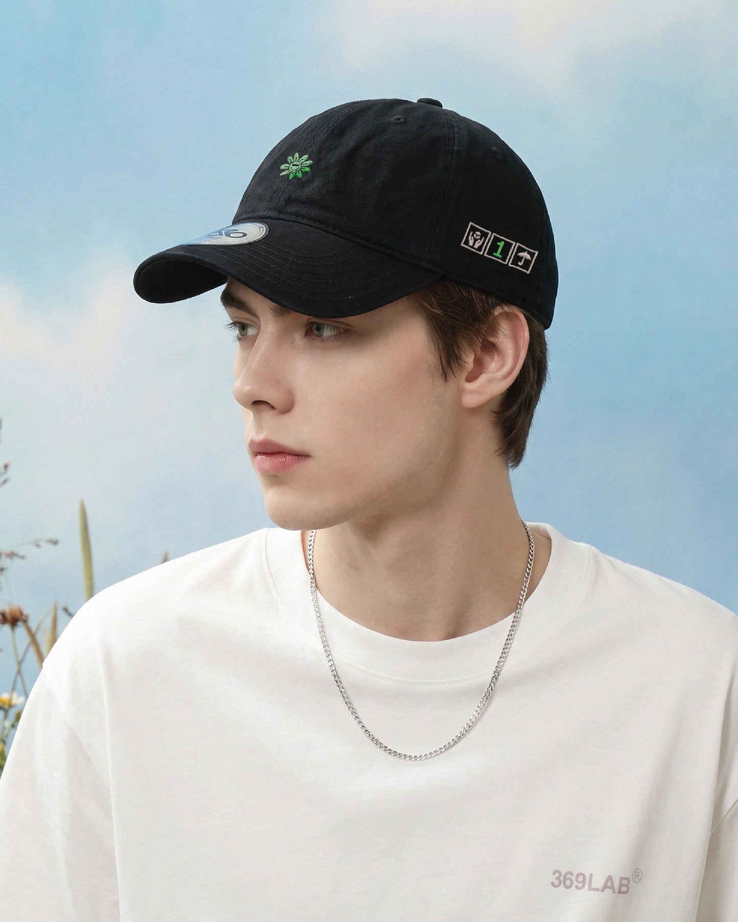 369Lab Mini Baby Flower Embroidery Cap (Black)