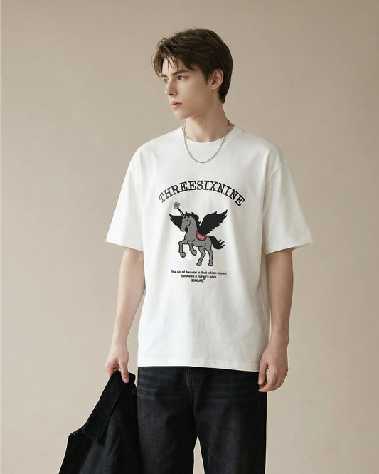 WHITE UNICORN BABY FLOWER TEE (ICY FABRIC)