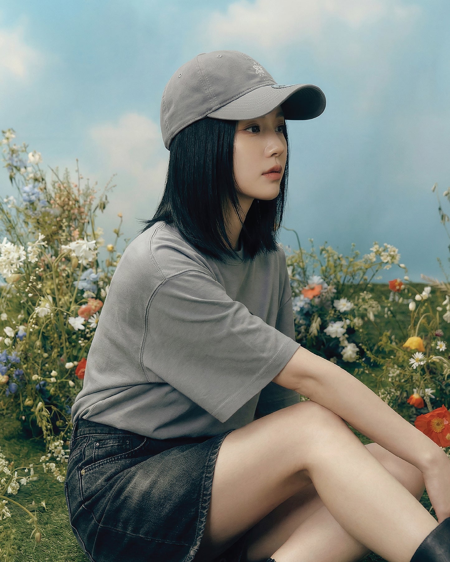 369Lab Mono Baby Flower Cap (GREY)