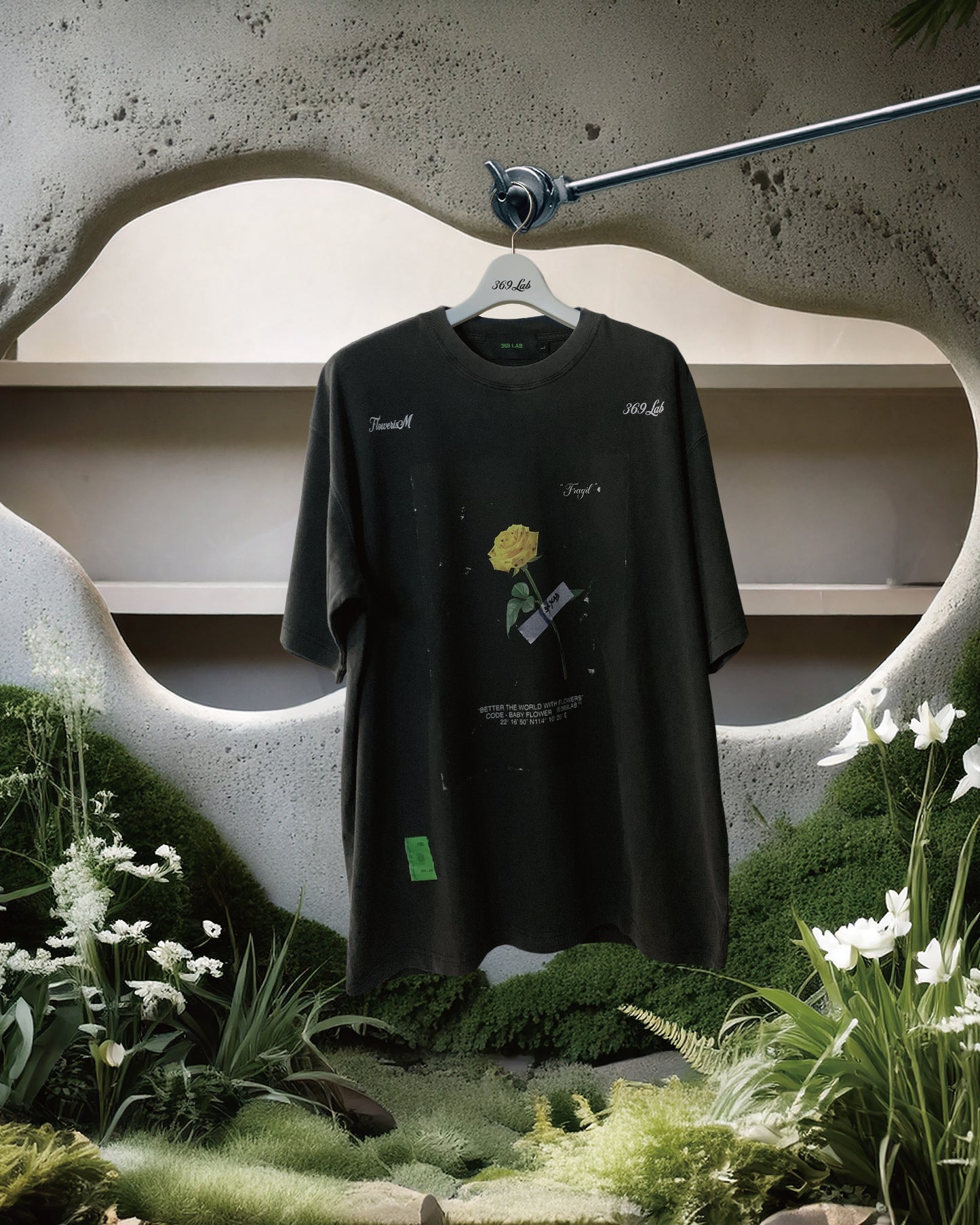 YELLOW ROSE TAPE PRINT TEE