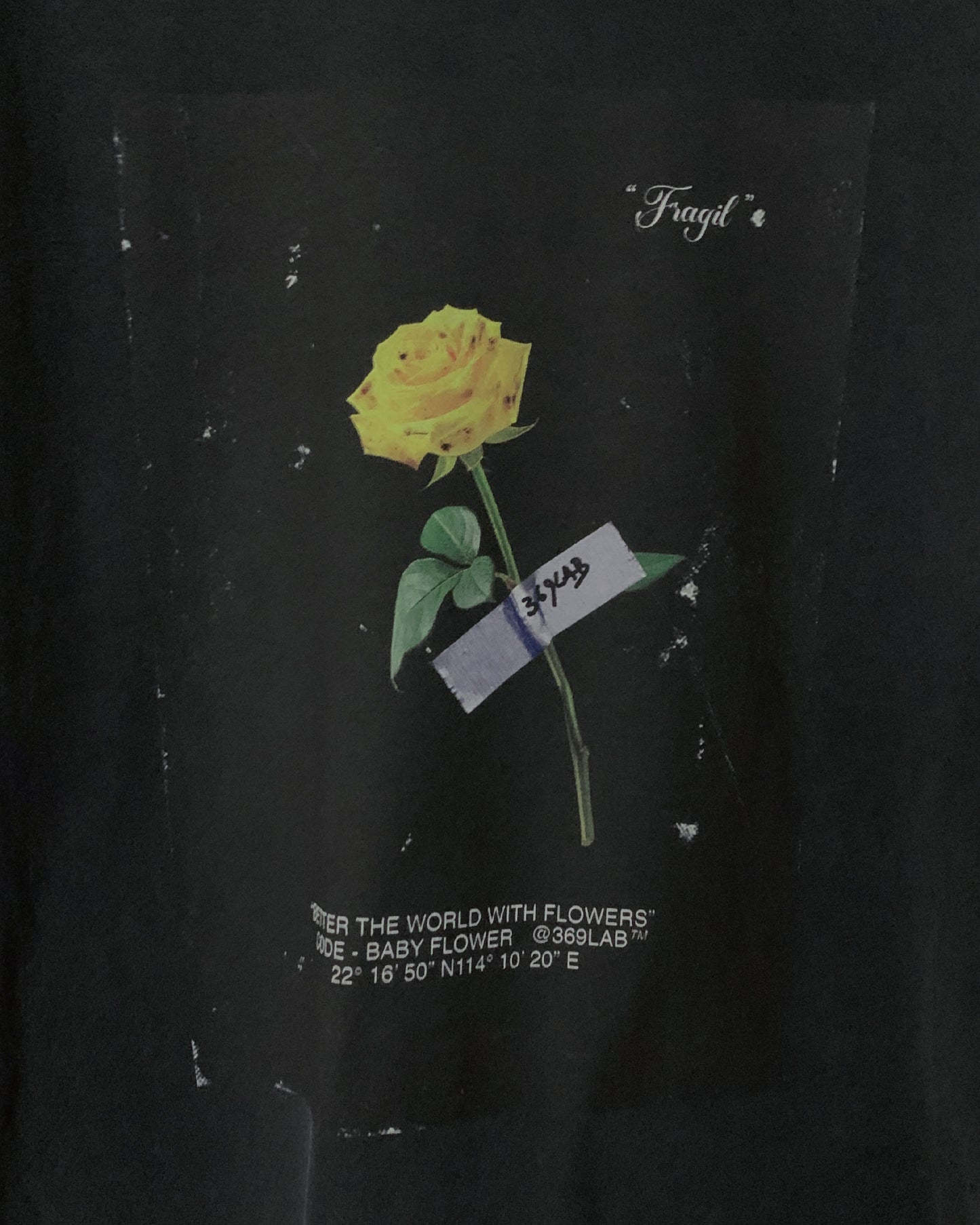 YELLOW ROSE TAPE PRINT TEE