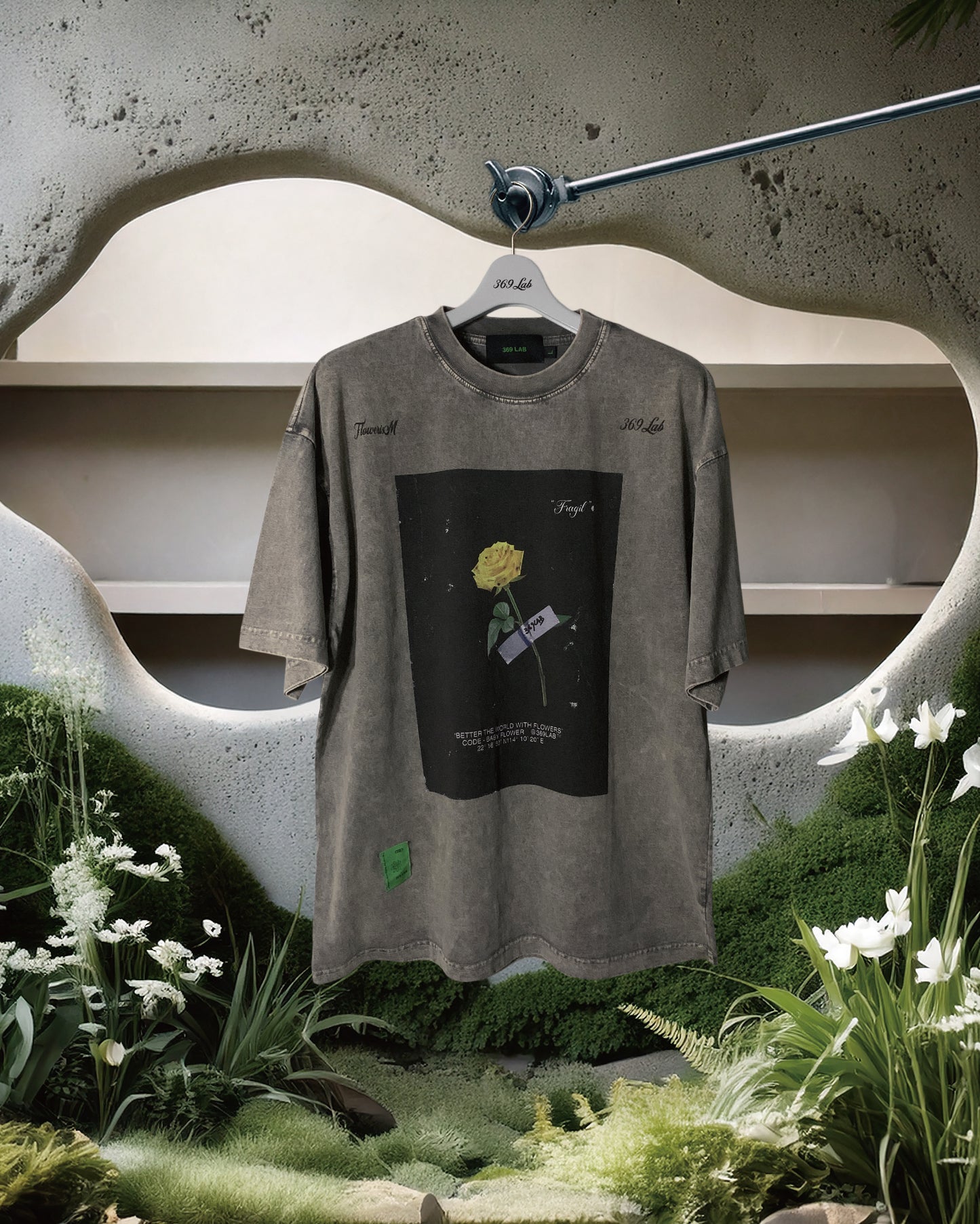 YELLOW ROSE TAPE PRINT TEE