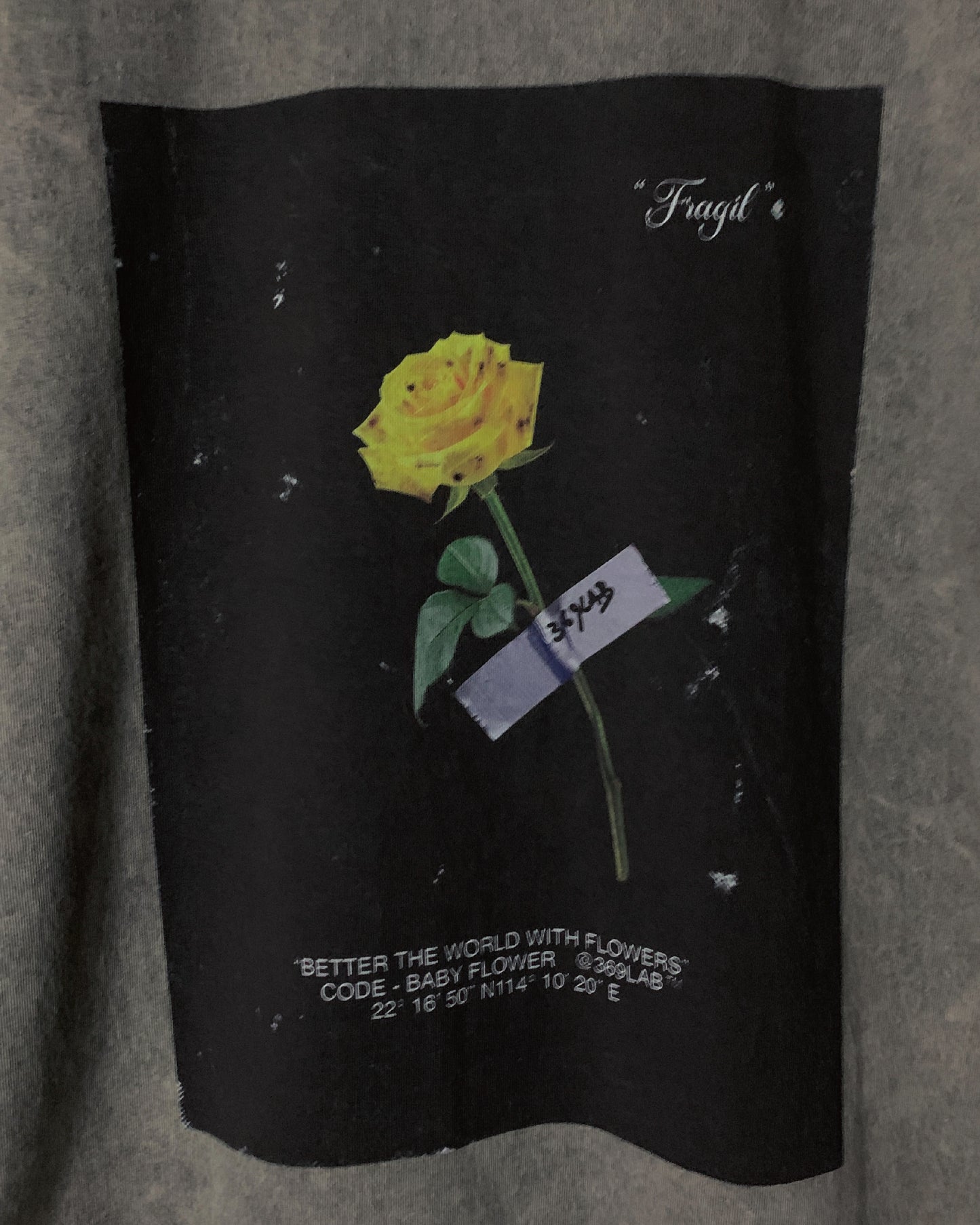 YELLOW ROSE TAPE PRINT TEE