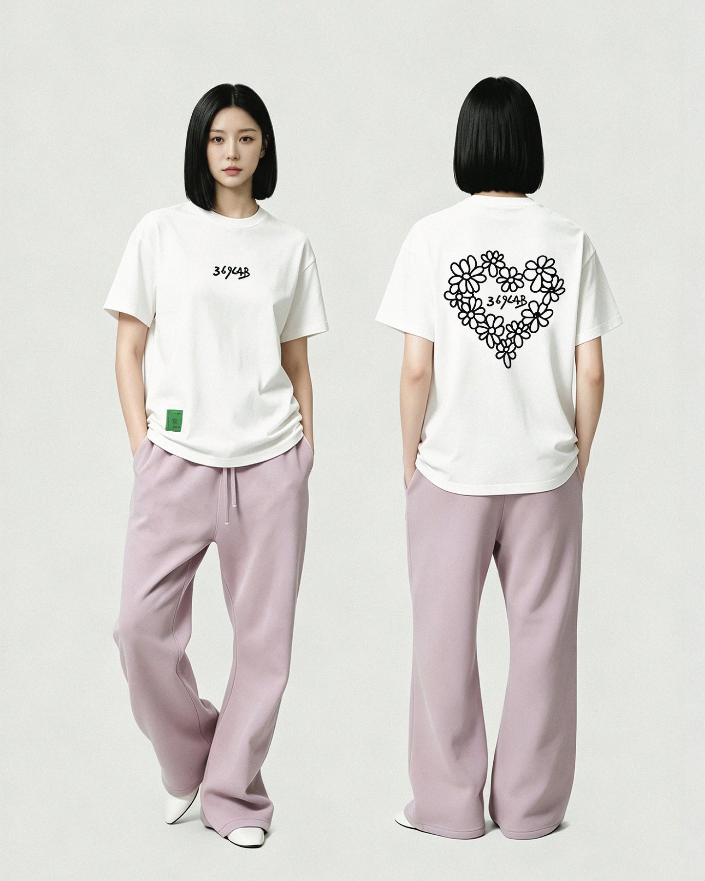 Flower Heart White Tee 369Lab