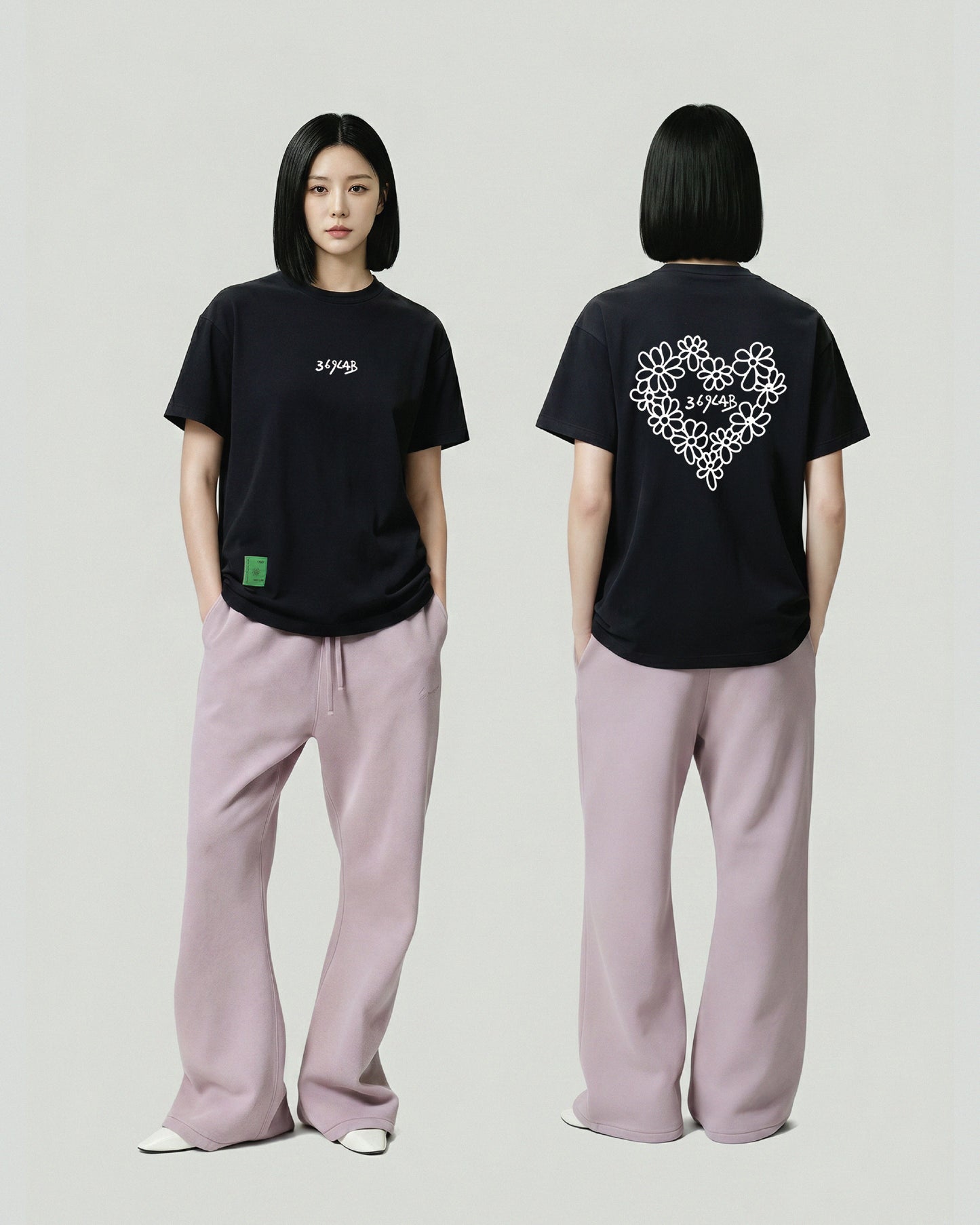 Flower Heart Black Tee 369Lab