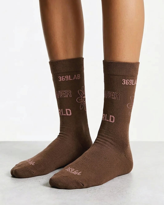 All Over Pattern Socks (Coffee)