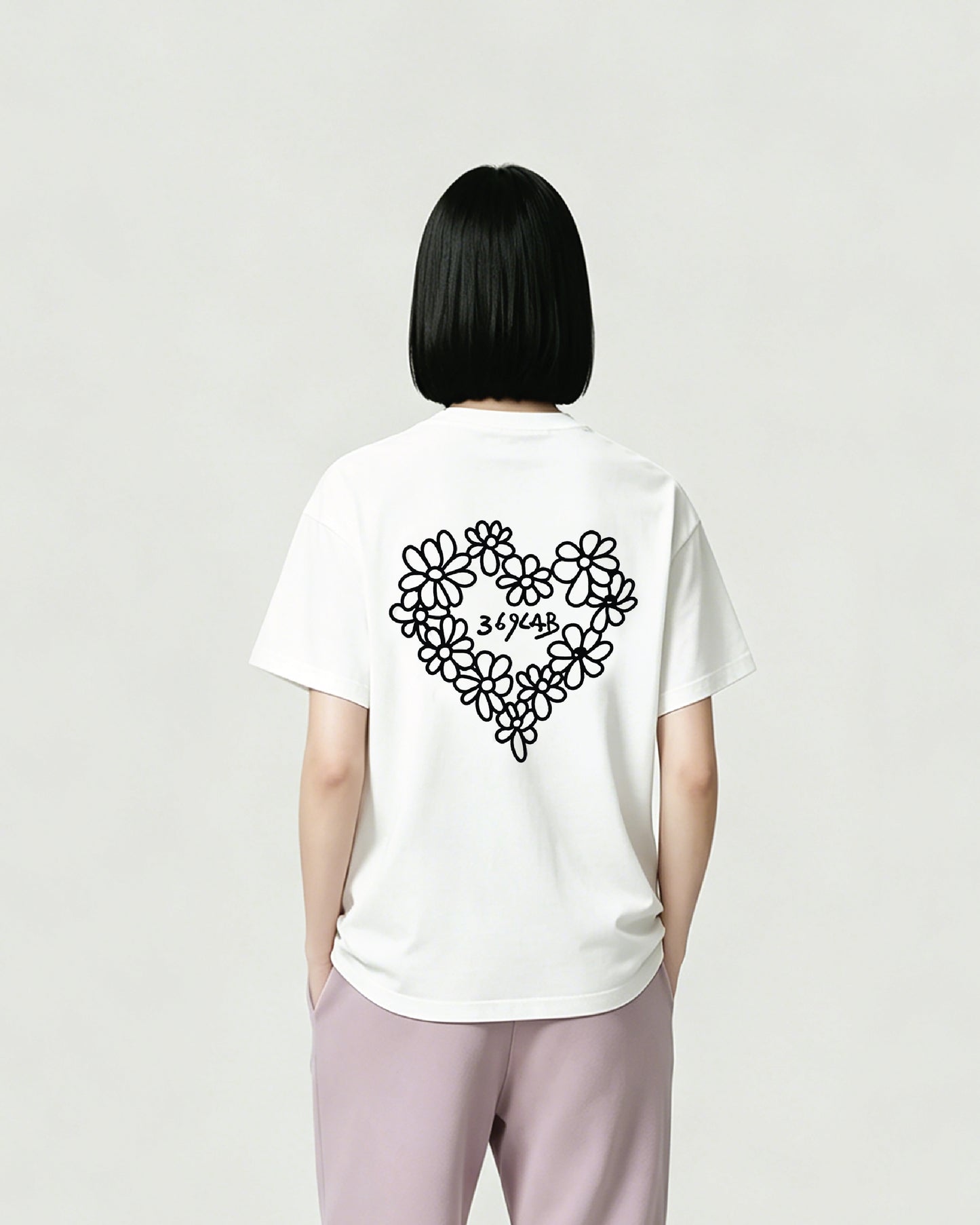Flower Heart White Tee 369Lab