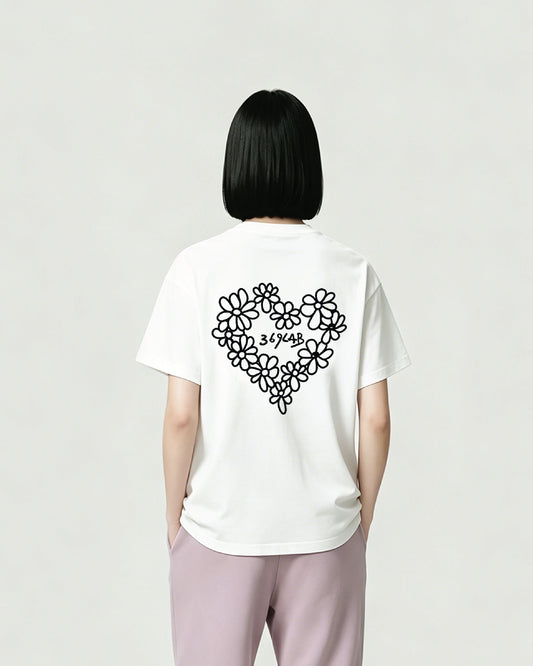 Flower Heart White Tee 369Lab