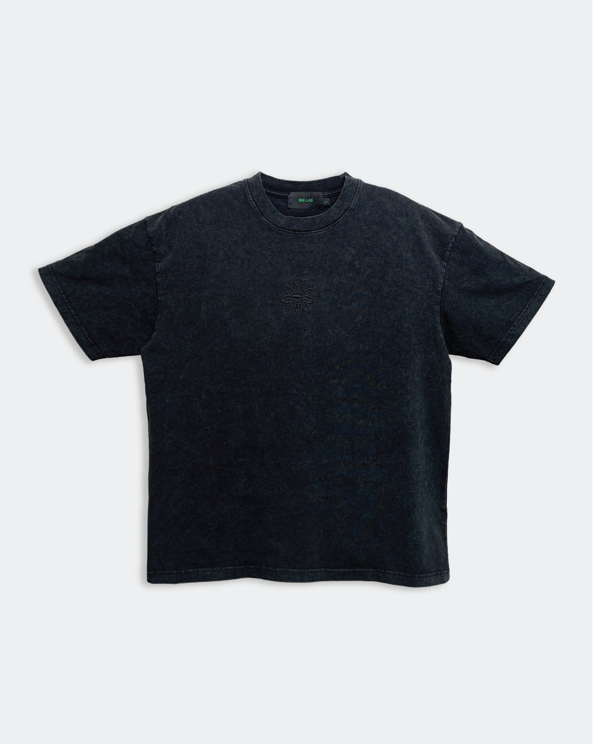 3D Baby Flower Embroidery Black Tee 369Lab