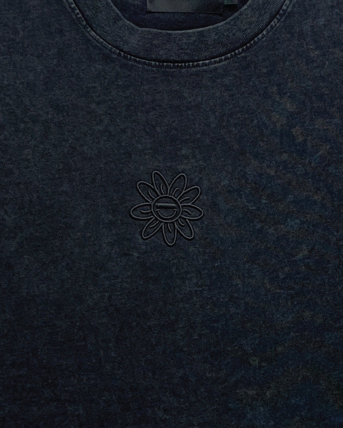 3D Baby Flower Embroidery Black Tee 369Lab