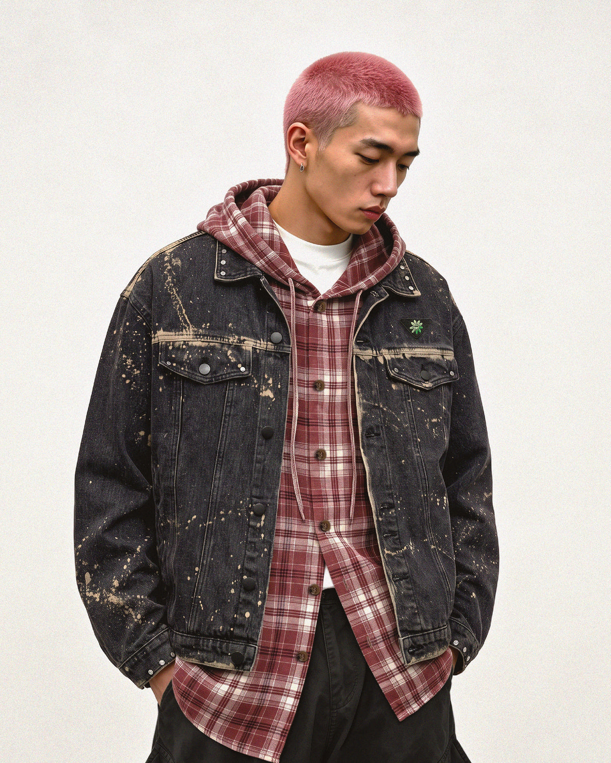 Splashed/ Studs Oversized Denim Jacket 369Lab